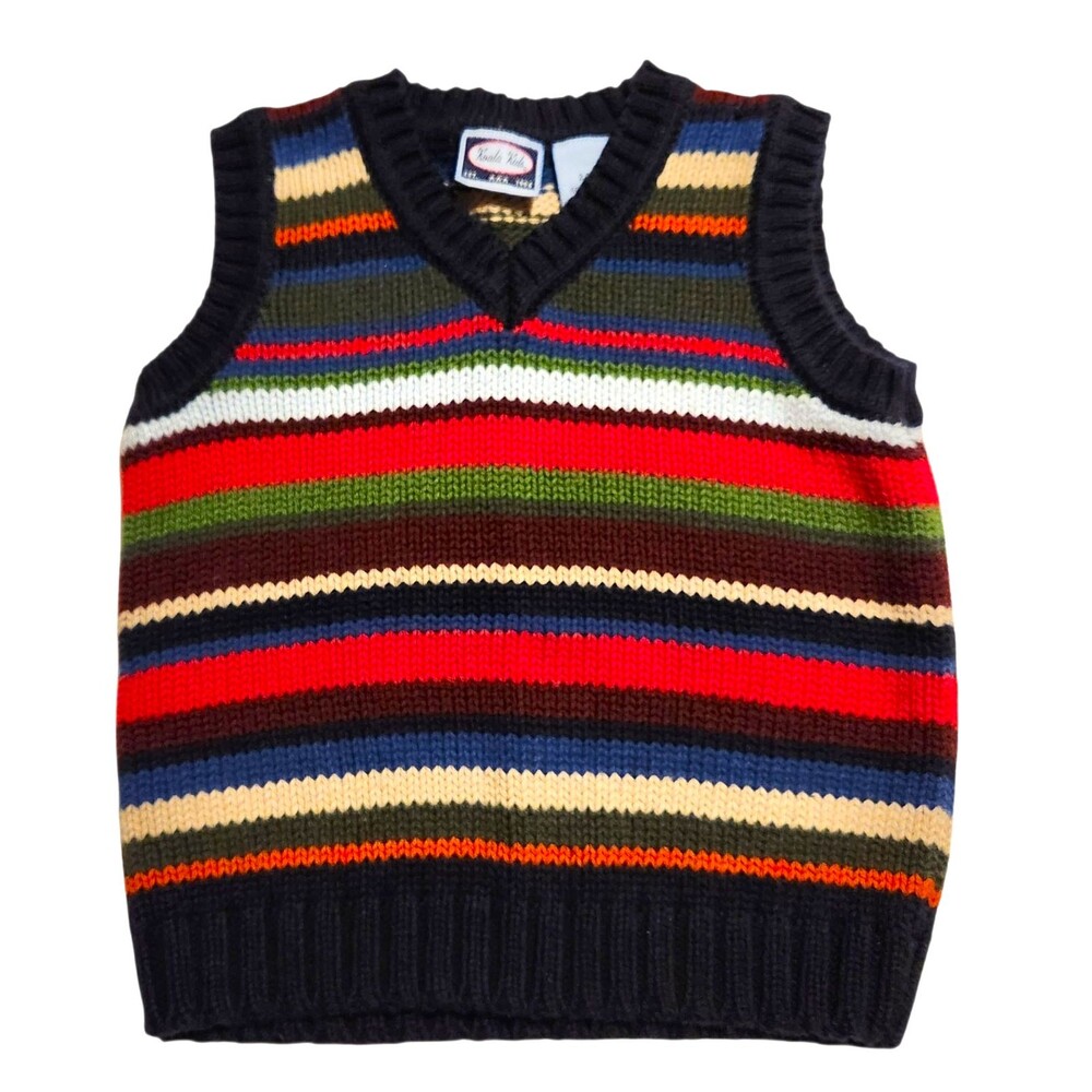 Koala Kids Pullover Sweater Vest Multi-Color Striped Cotton Size 24 months